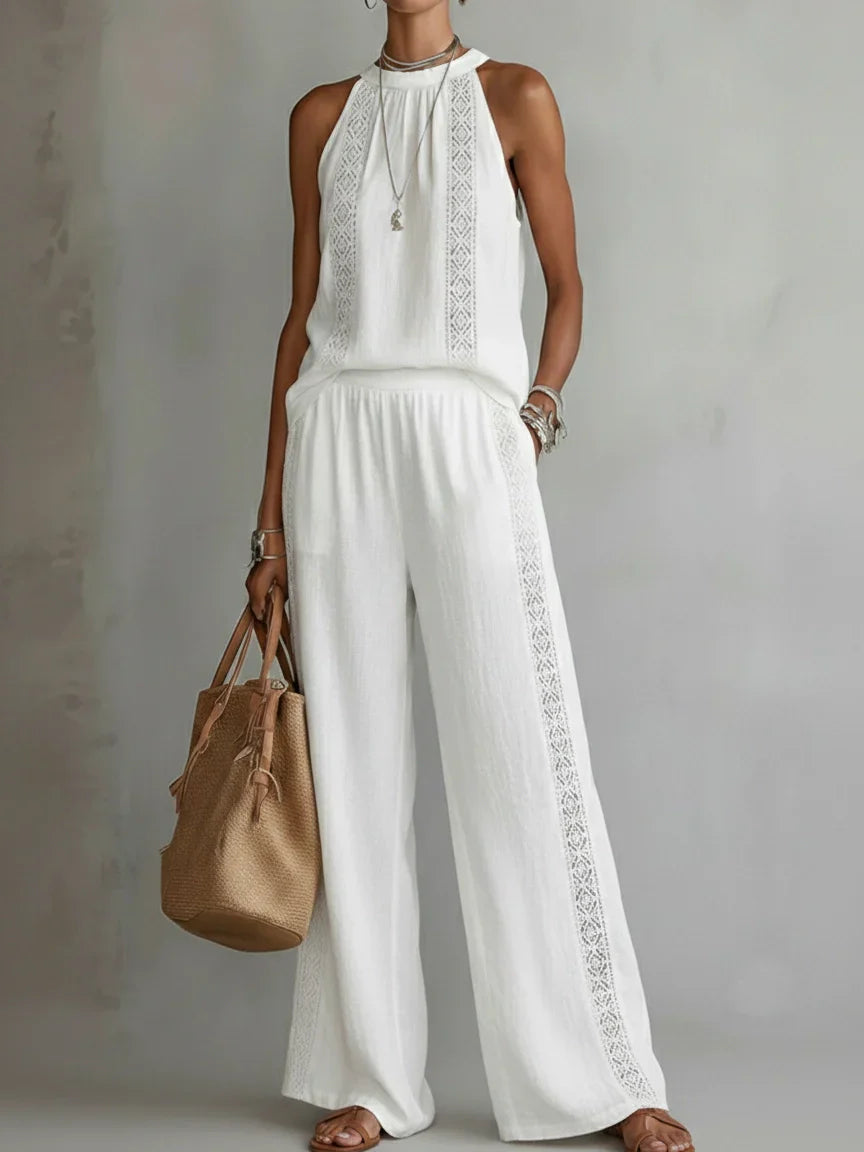 Camilla | Elegant Halter Linen Two-Piece Set