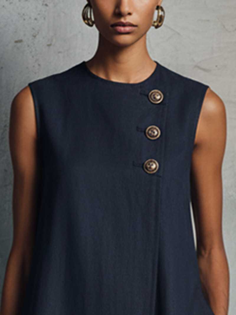 Sienna | Asymmetric Button Mini Dress