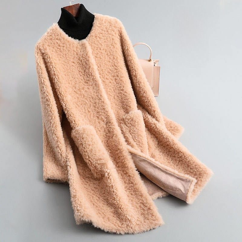 Cecille – Shearling Teddy Coat of Genuine Lambskin