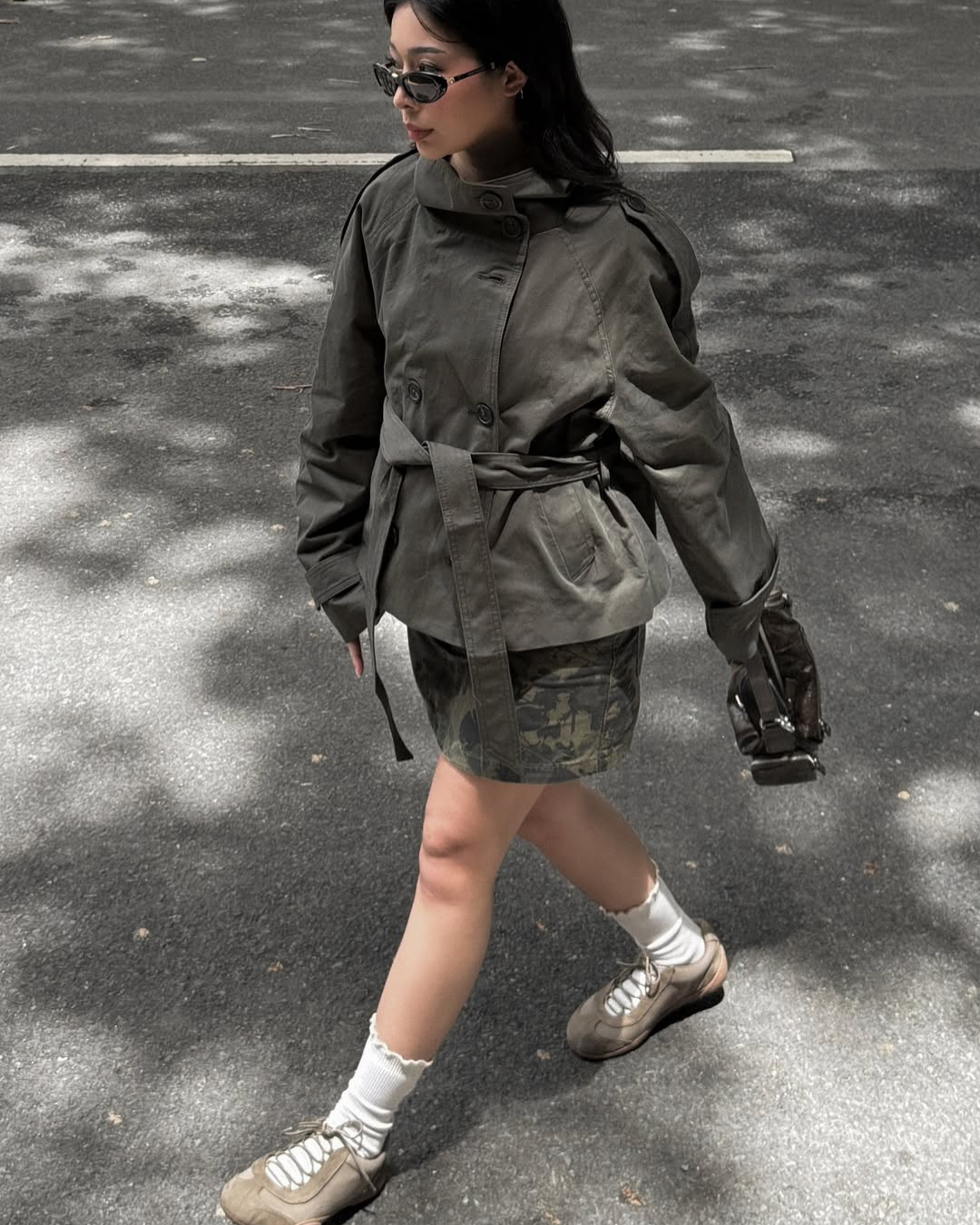 Alzea – Cropped Trench Coat with Belt