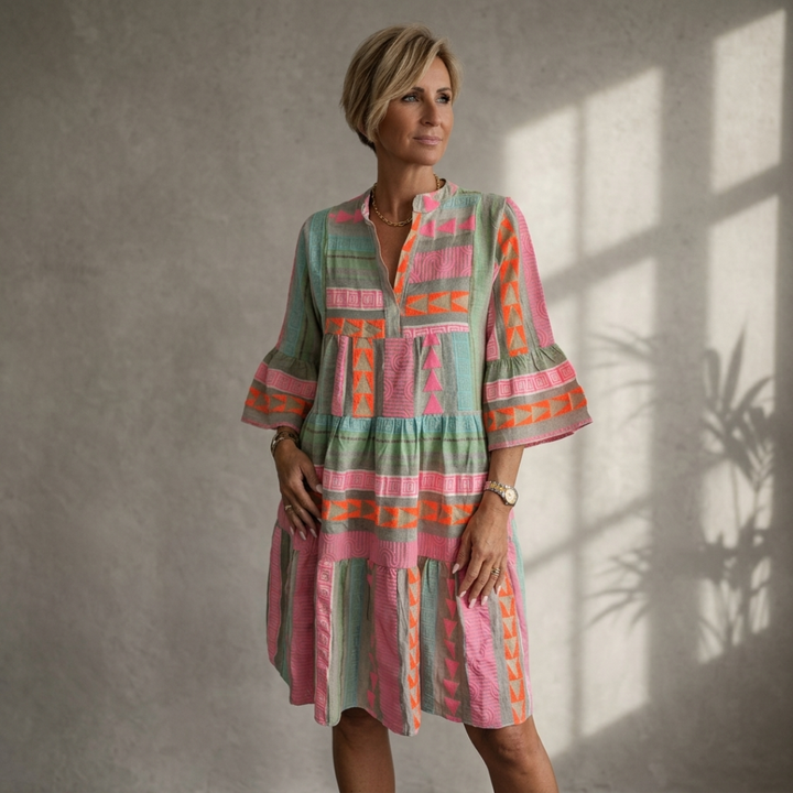 Ava | Elegant V-Neck Tiered Flowy Summer Dress