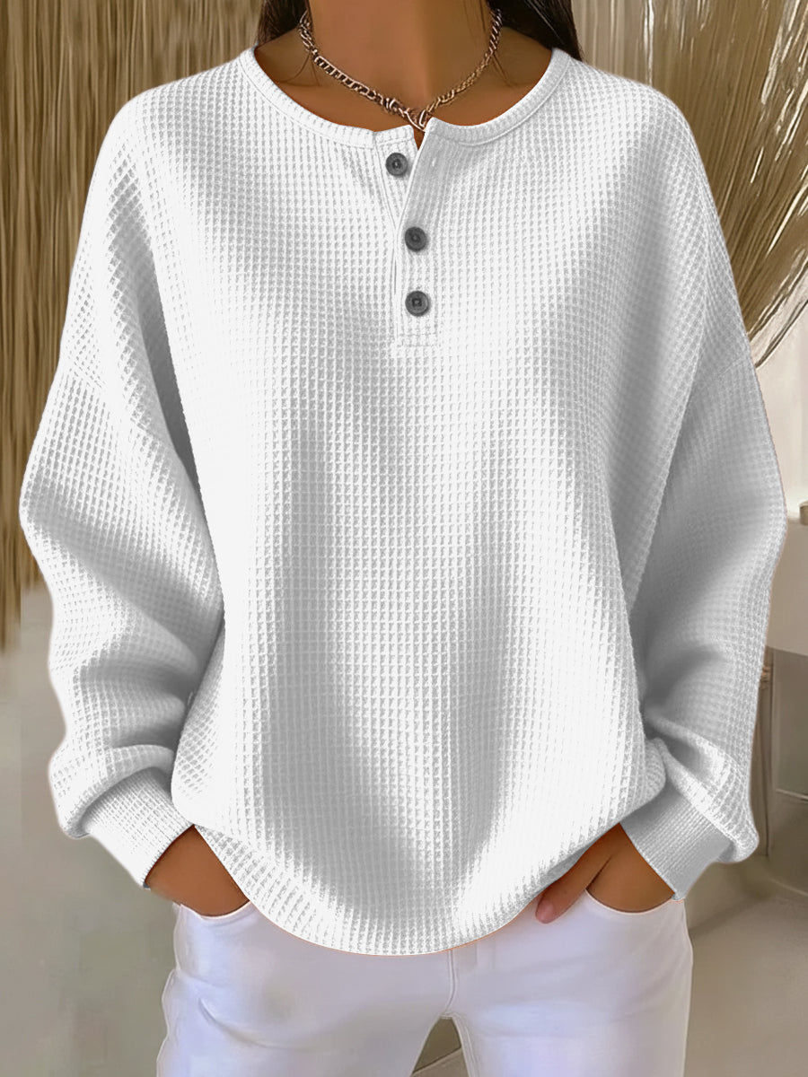 Zsazsa – Waffle Knit Henley Sweatshirt