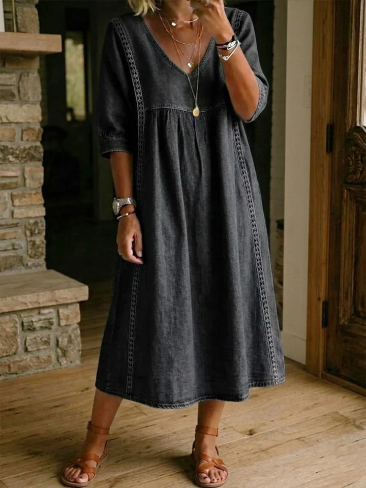 Vestido midi línea A encaje