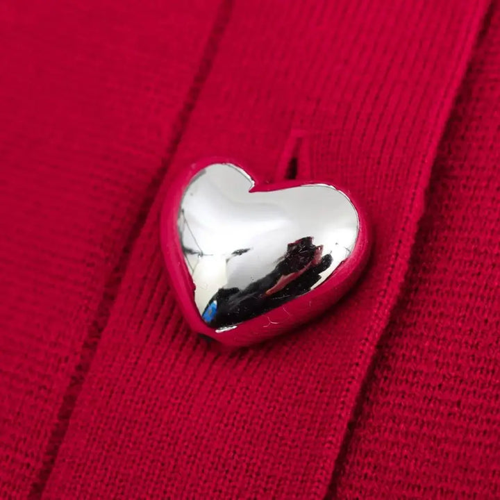 HEART BUTTON CROPPED CARDIGAN