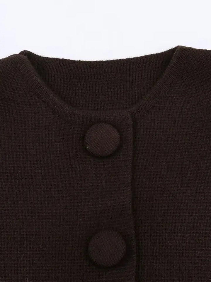 WIDE SLEEVE BUTTON FRONT KNIT JACKET