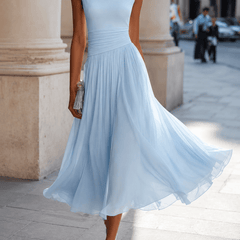 Adeline Draped Cowl Neck Midi Dress - Eleanor & Sisters Boutique