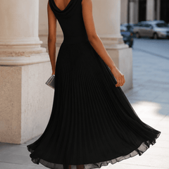 Adeline Draped Cowl Neck Midi Dress - Eleanor & Sisters Boutique