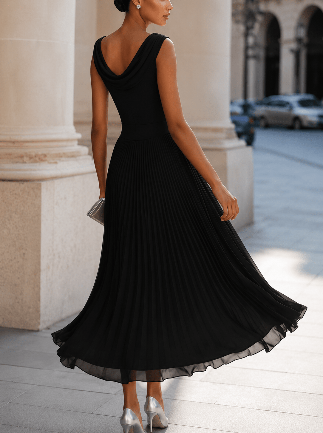 Adeline Draped Cowl Neck Midi Dress - Eleanor & Sisters Boutique