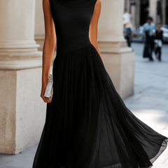 Adeline Draped Cowl Neck Midi Dress - Eleanor & Sisters Boutique