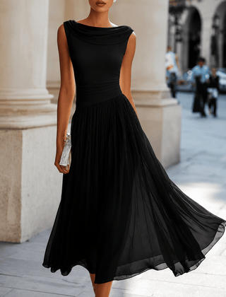 Adeline Draped Cowl Neck Midi Dress - Eleanor & Sisters Boutique