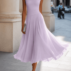 Adeline Draped Cowl Neck Midi Dress - Eleanor & Sisters Boutique