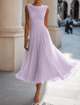 Adeline Draped Cowl Neck Midi Dress - Eleanor & Sisters Boutique