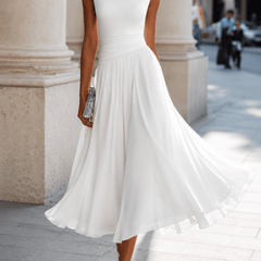 Adeline Draped Cowl Neck Midi Dress - Eleanor & Sisters Boutique