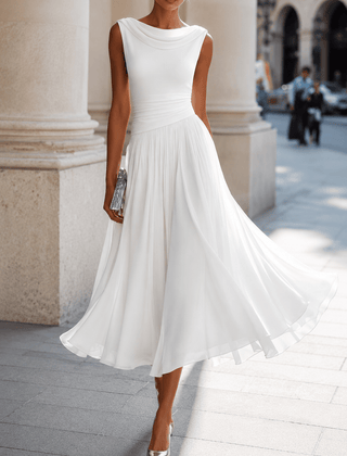 Adeline Draped Cowl Neck Midi Dress - Eleanor & Sisters Boutique