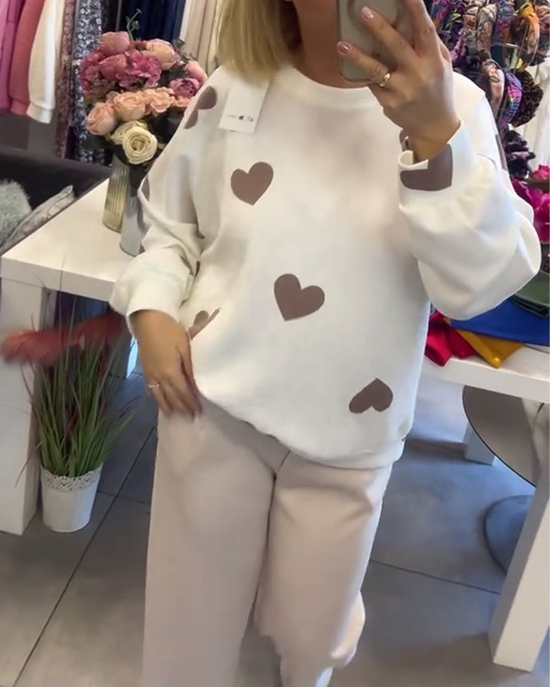 Miley – Cotton Blend Sweater with Heart Print