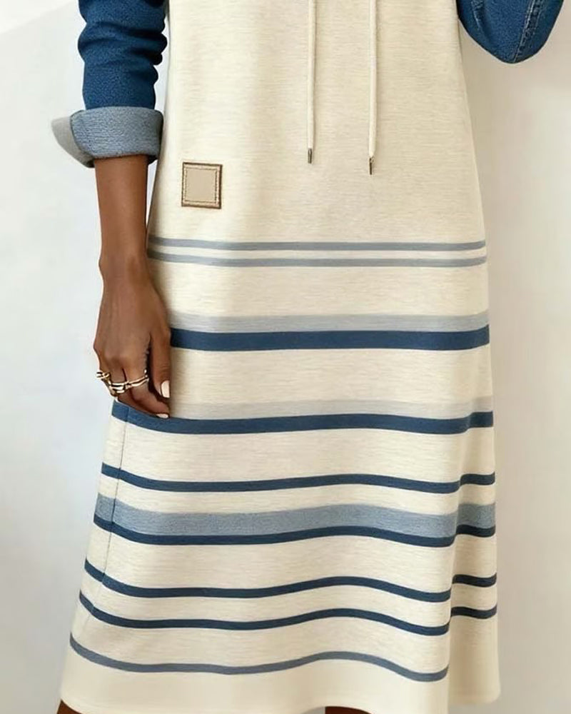 Camila | Vestido con Capucha a Rayas y Mezcla de Colores