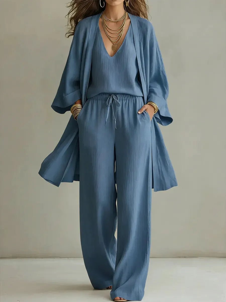 Elara | Effortless Linen-Cotton Three-Piece Set - Eleanor & Sisters Boutique