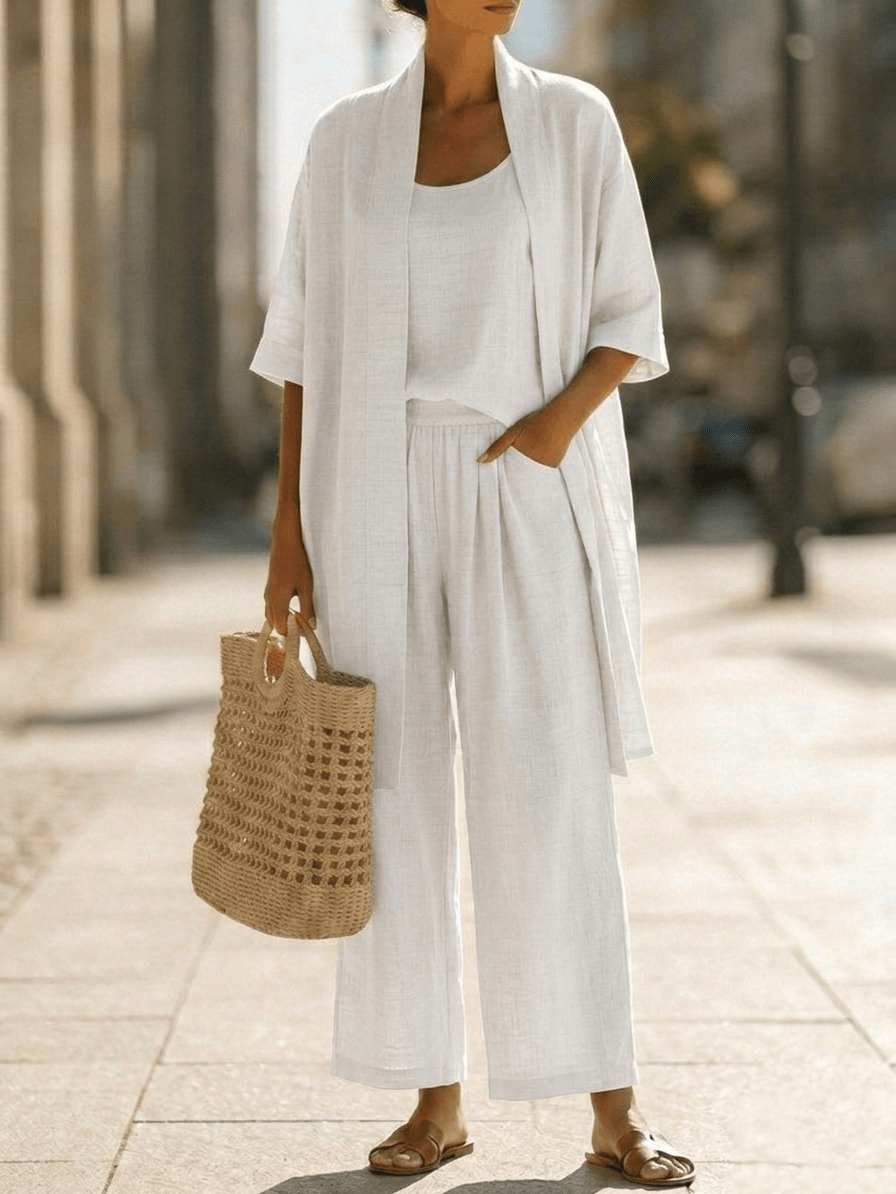 Isa | Effortless Linen-Cotton Three-Piece Set - Eleanor & Sisters Boutique