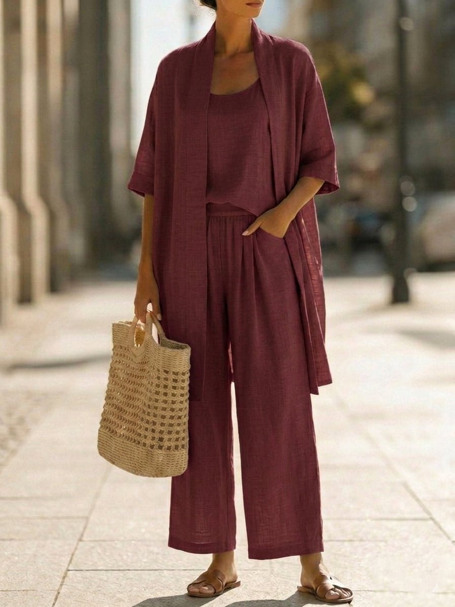 Isa | Effortless Linen-Cotton Three-Piece Set - Eleanor & Sisters Boutique