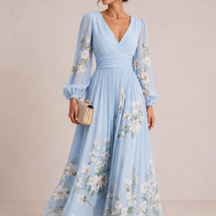 Marielle Floral V-Neck Midi Dress - Eleanor & Sisters Boutique