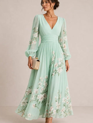 Marielle Floral V-Neck Midi Dress - Eleanor & Sisters Boutique