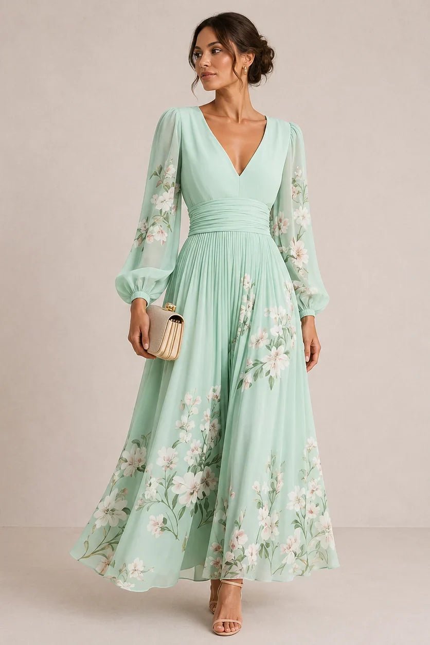 Marielle Floral V-Neck Midi Dress - Eleanor & Sisters Boutique