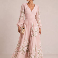 Marielle Floral V-Neck Midi Dress - Eleanor & Sisters Boutique