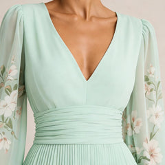 Marielle Floral V-Neck Midi Dress - Eleanor & Sisters Boutique