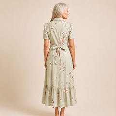 Rosalie™ Belted Rose Print Midi Shirt Dress - Eleanor & Sisters Boutique