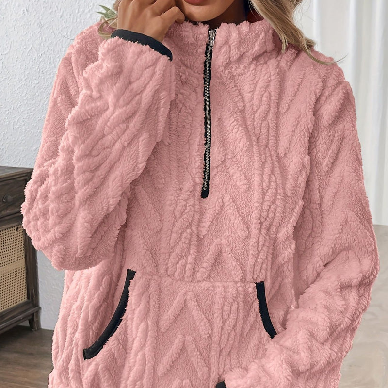 Briella – Fuzzy Half-Zip Sweatshirt with Pockets